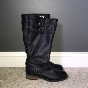 NWOT Tall Black Leather Riding Boots